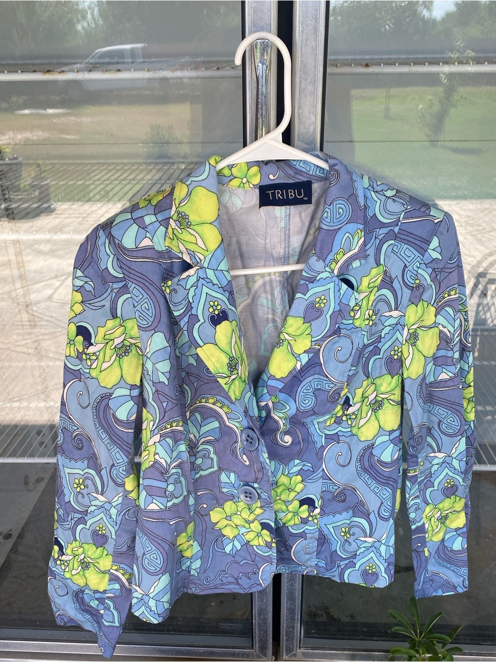 Tribu Blue Floral Cropped Blazer